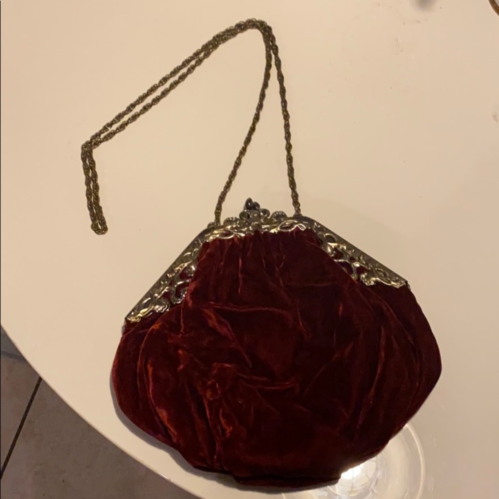 Red Velvet Evening Bag, Vintage